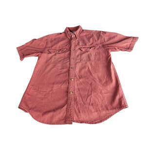 Carhartt Button Up Shirt Mens M Crimson Solid‎ Short Sleeve S200 DRC Workwear